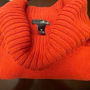Willi Smith Women's Cowl Neck Sweater in Bright reddish/orange size (M)